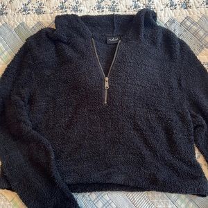 Urban Outfitters Out from Under Black Shearling Fuzzy Quarter Zip Hoodie Size L